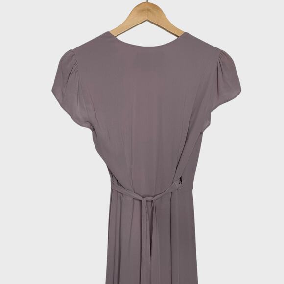 Reformation Blush Wrap Maxi Dress V Neck Flutter Sleeve Wedding Guest Outfit - Picture 6 of 7